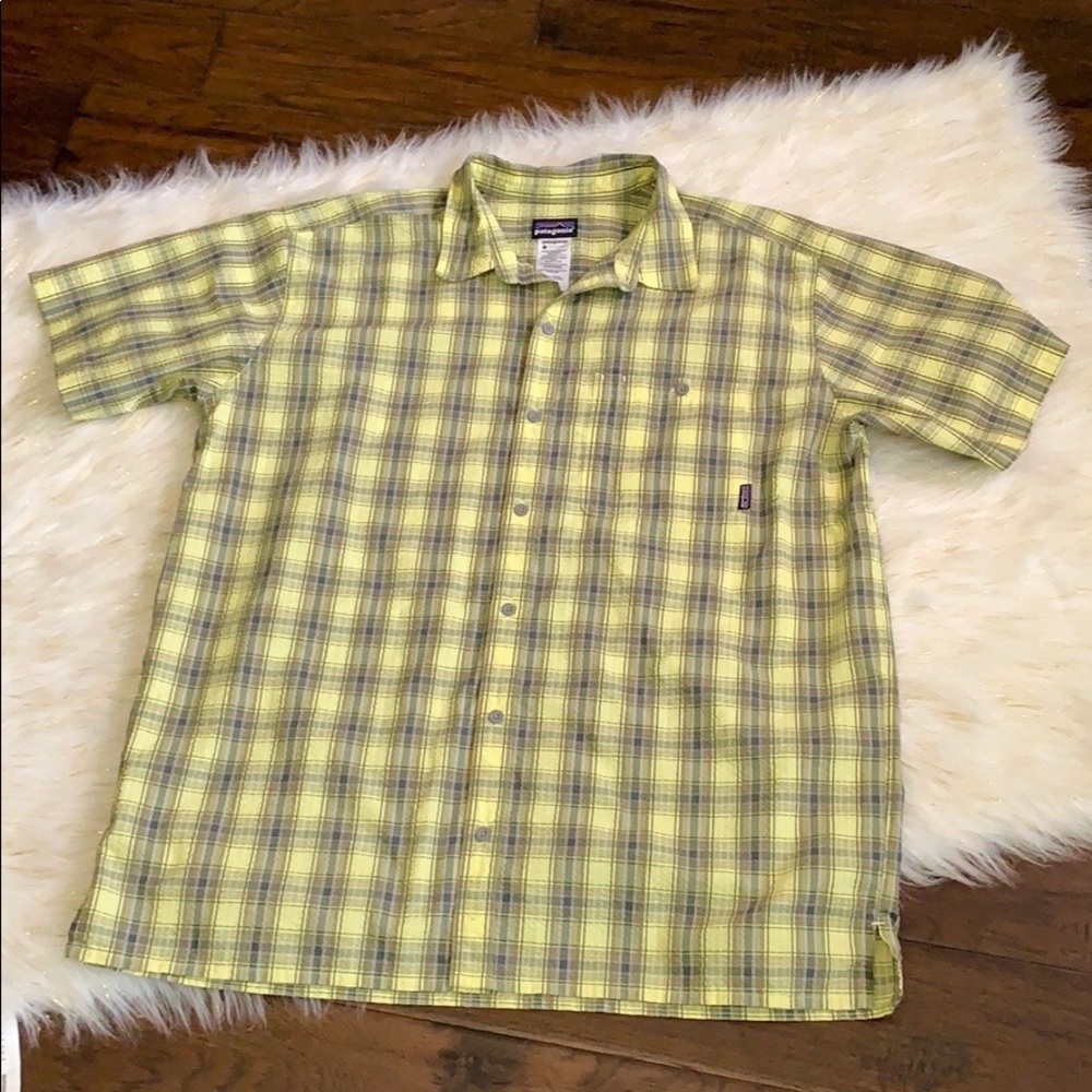 Patagonia Yellow Plaid Button Down Short Sleeve